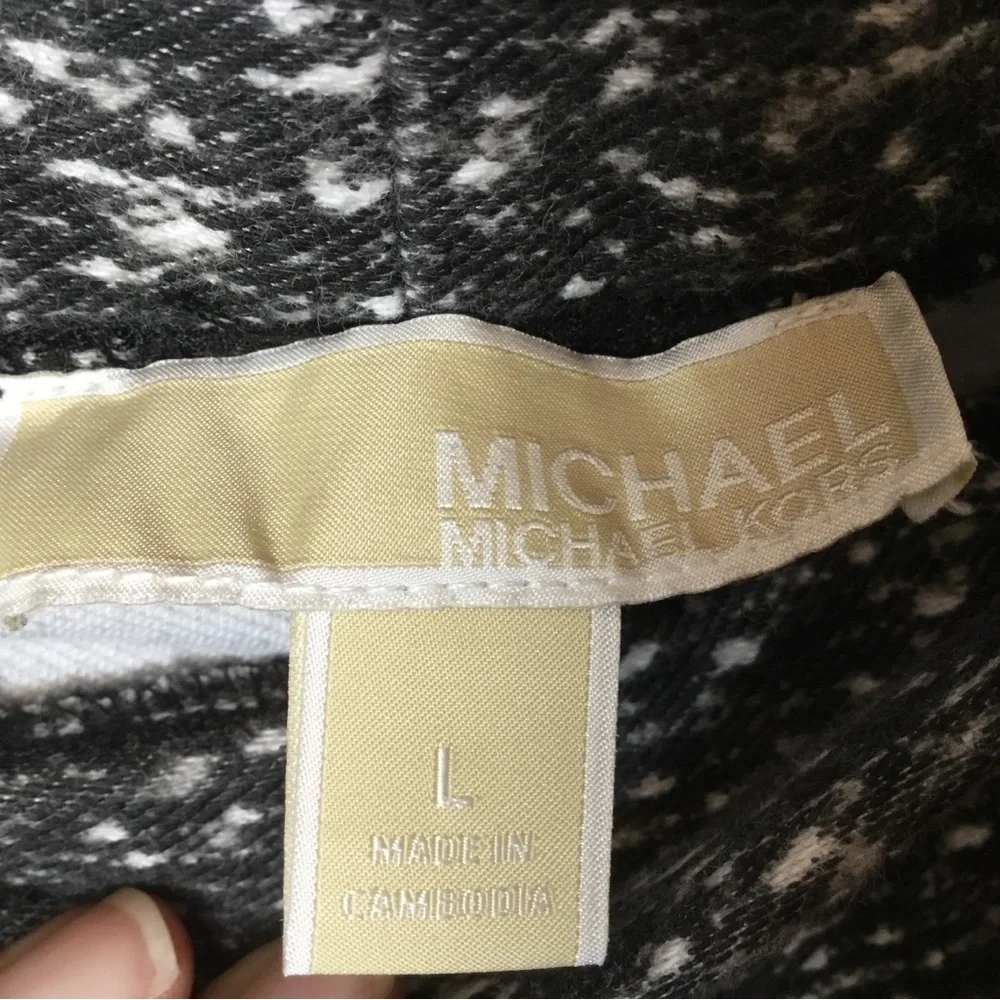 Michael Kors Black & White Stretchy Pull-on Speckled Pants - L